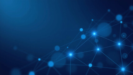 Naklejka premium geometric blue background features connected nodes glowing polygons perfect modern technology