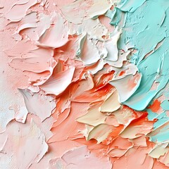 Pastel Palette Impasto - Pink, Peach, and Mint Abstract Art