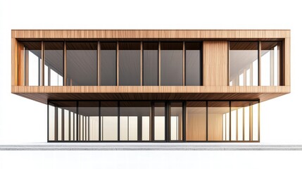 Naklejka premium Architectural Modernity: Clean lines and sustainable wood and glass create a striking modern house, exuding luxury and innovative design. This image embodies architectural innovation