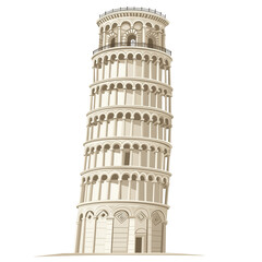  Leaning Tower of Pisa, simple clip art on a transparent background PNG