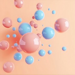 Pastel Pink and Blue Spheres on Peach Background