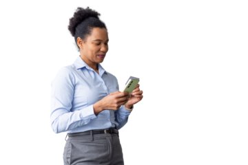 Experienced African American executive checking out from an e-commerce site