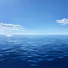 Fototapeta premium clear blue sky above rippled ocean water