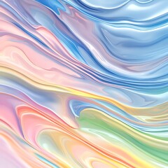 Obraz premium Pastel Rainbow Abstract Art Liquid Flow Vertical