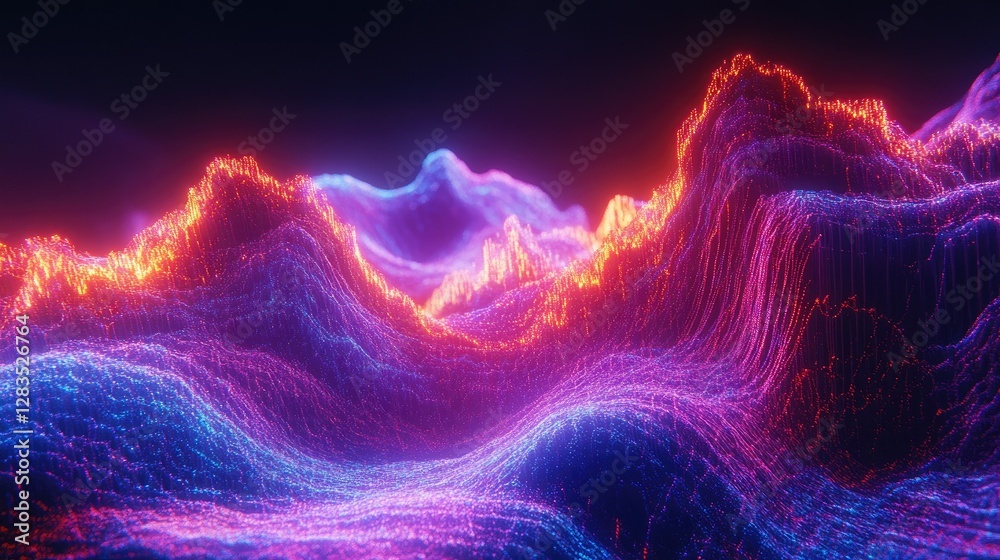 Poster abstract representation of ai-driven market analysis with glowing algorithms and automated financial