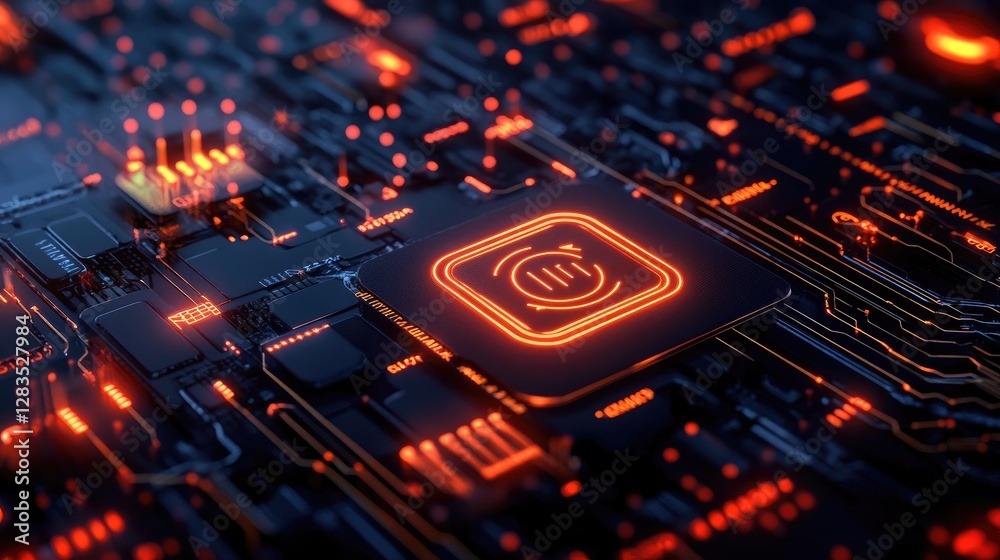 Poster ai-powered fraud detection concept with glowing alert signs and data security encryption patterns