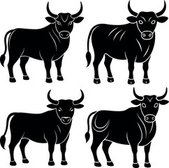 Stylized Bull Silhouette Vector Icon Icon Set Power & Strength Theme