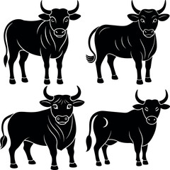 Stylized Bull Silhouette Vector Icon Icon Set Power & Strength Theme