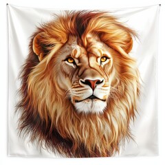 Majestic Lion Portrait: A stunning portrait of a lion, capturing its regal gaze and magnificent mane, radiating power and dominance