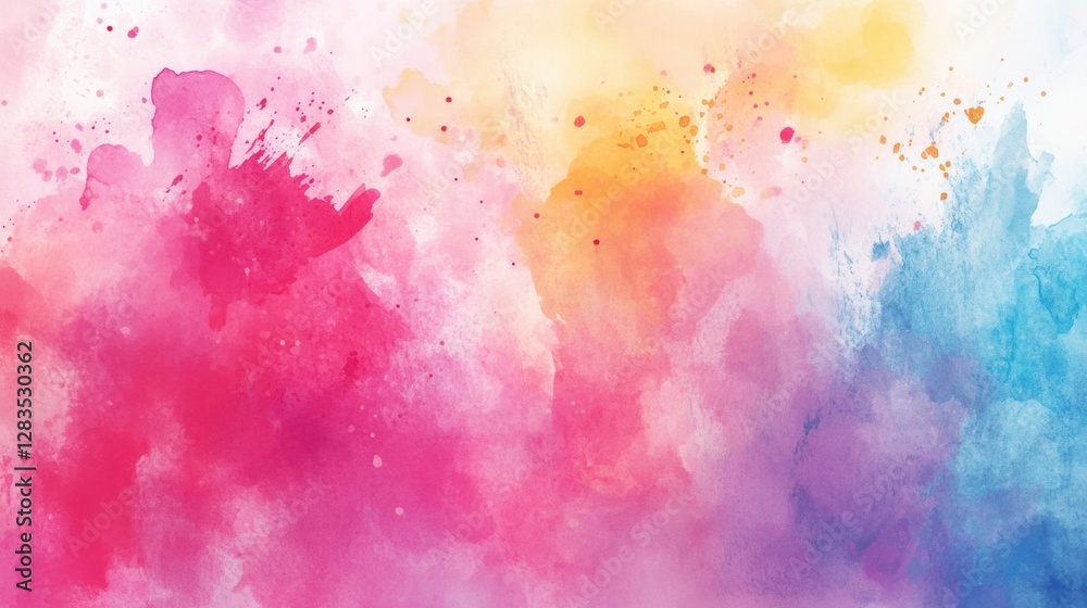 Poster abstract watercolor artwork showcasing vibrant colors blending harmoniously with soft textures and a