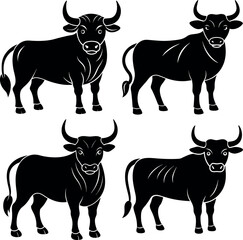 Stylized Bull Silhouette Vector Icon Icon Set Power & Strength Theme