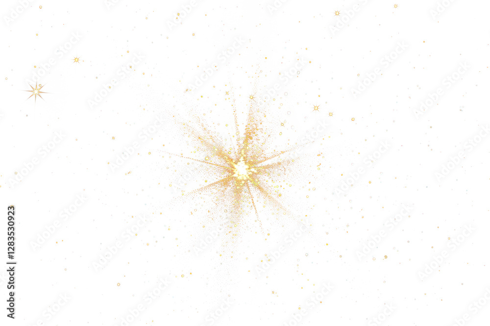 Wall mural png golden starburst in cosmic space