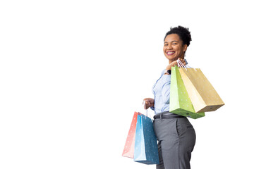 Professional African American woman enjoying a shopping spree
