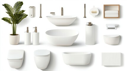 Fototapeta premium Snow-white cleanliness: stylish bathroom set