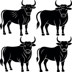 Stylized Bull Silhouette Vector Icon Icon Set Power & Strength Theme