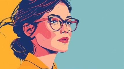 Professional Young Woman with Glasses | Modern Vector Illustration