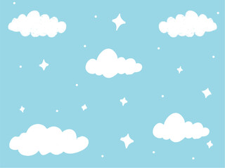 seamless pattern with clouds and blink star
