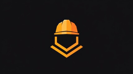 Construction-themed logo design with safety helmet