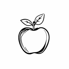 Apple Outline Icon, Black Stroke, Editable Vector, Healthy Food Illustration,