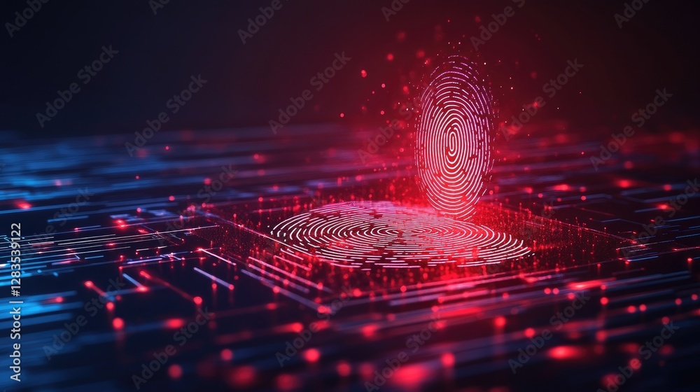 Poster digital fingerprint scan concept representing employee identity verification and hr security systems