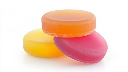 Bright round soap on a white background