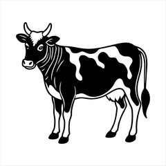 Jersey Cow Domestic Animal modernist style silhouette black and white cow