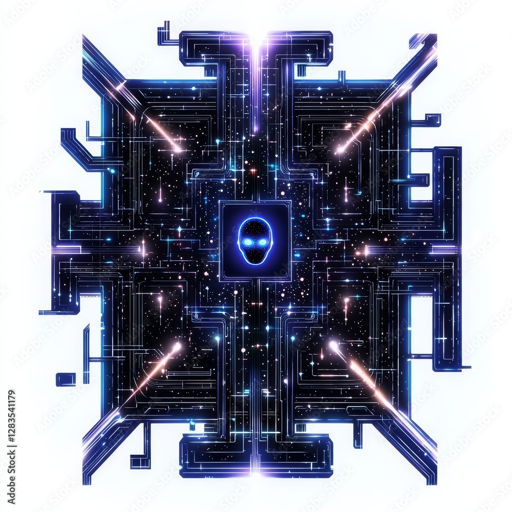 Poster digital network interface: a captivating graphic representing a digital network interface, showcasin