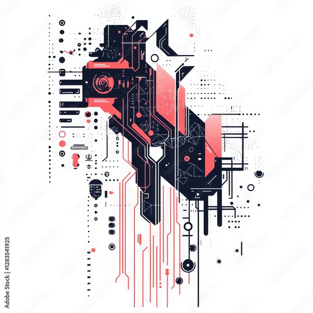 Poster digital innovation: abstract geometric representation of technology and digital innovation. showcasi