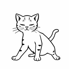 Obraz premium Cat Outline Icon, Black Stroke, Editable Vector, Cute Pet Illustration