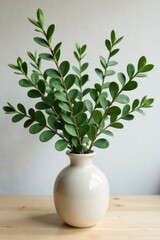 Fresh eucalyptus and rosemary branches in a vase, natural, bouquet, rustic chic
