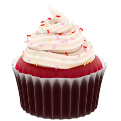 3d render cupcake with transparent background