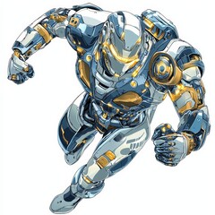 Fototapeta premium Futuristic Armor: A dynamic illustration of a sleek, high-tech armored figure, showcasing advanced design and powerful stance, ready for action.