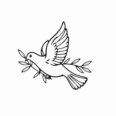 Obraz premium Dove Outline Icon, Black Stroke, Editable Vector Illustration, Peace Symbol Design