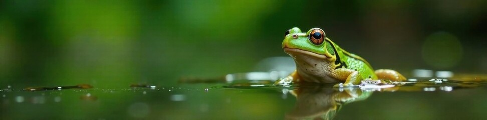 Fototapeta premium Frog jumping out of the water, nature, jumping, splash