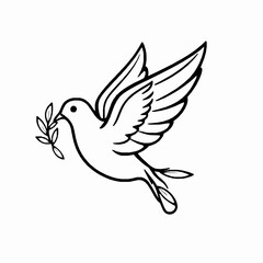 Obraz premium Dove Outline Icon, Black Stroke, Editable Vector, Peace Symbol Illustration