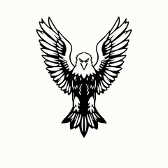 Obraz premium Eagle Outline Icon, Majestic Bird Vector, Editable Stroke, Black Minimalist Illustration