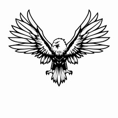 Obraz premium Eagle Outline Icon, Majestic Bird Vector, Editable Stroke, Black Minimalist Illustration,