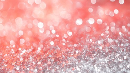 Blurry twilight gradients in coral pink and shimmering silver plain background