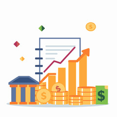 Financial Report Vector Icon, Money Growth and Investment Analysis,