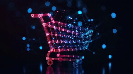 Online shopping cart with a customer service icon overlay, representing e-commerce customer management, no people
