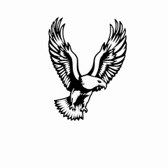 Obraz premium Flying Eagle Outline Icon Isolated, Black Stroke, Editable Vector Illustration