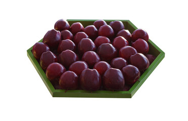 there are red apples in the hexagonal bowls