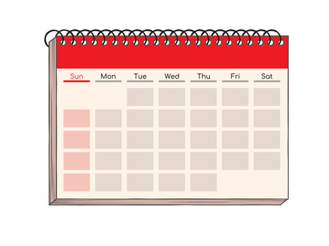 Abstract cartoon calendar. Illustration on transparent background