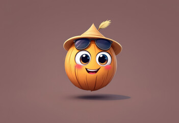 Cartoon onion character wearing sunglasses and a straw hat