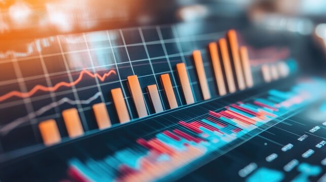 Risk probability chart with bar graphs and percentage indicators, showing strategic risk evaluation in business