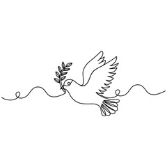 Dove  flying drawing bird  icon  continuous one line drawing  outline vector illustration 
