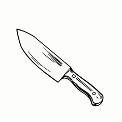 Obraz premium Knife Outline Icon, Black Stroke, Editable Vector, Kitchen Tool Illustration
