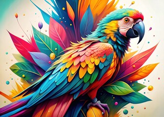 Obraz premium Abstract Parrot Painting: Vibrant Shapes & Colors Stock Photo