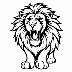 Obraz premium Majestic Lion Outline Icon, Wild Animal Vector, Editable Stroke, Black Isolated Design