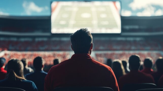 College stadium with coaches giving a motivational speech. Featuring inspiration and leadership